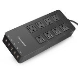 Coocheer Homeoffice Power Strip with 5-port USB and 8-outlet Surge Protector for Smartphone Tablet Laptop and More-black