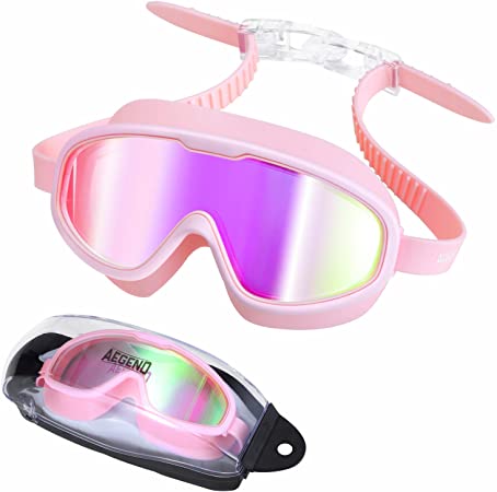 aegend Kids Swim Goggles for (Age 6-12), Anti Fog No Leaking Swimming Goggles for Youth Kids, Safe Soft Silicone-100% UV Protection Shatterproof Lens-Wider Clear Vision- Indoor & Outdoor, 7 Colors