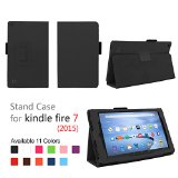 Case for Fire 7 - Elsse Premium Folio Case with Stand for the NEW Fire 7 Display Sept 2015 Release - Black