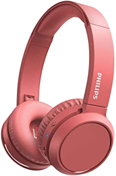 Philips On-Ear Headphones H4205RD/00 with Bass Boost Button (Bluetooth, 29 Hours' Playback Time, Quick Charging Feature, Noise Isolating, Flat Folding), Matte Red – 2020/2021 Model