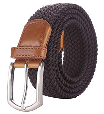 Weifert Men's Stretch Woven 1.3"Wide Elastic Braided Belts