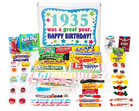 Woodstock Candy ~ 1935 84th Birthday Gift Box of Nostalgic Retro Candy Mix from Childhood for 84 Year Old Man or Woman Born 1935