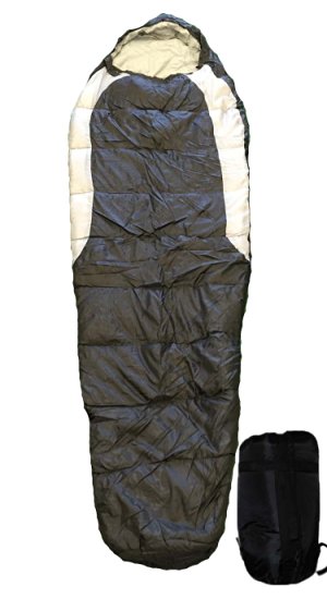 OMNI Adult Mummy Type Camping Sleeping Bag with Carrying Case - Black