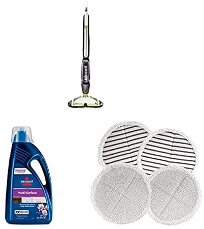 Bissell Spinwave Powered Hardwood Floor Mop and Cleaner, Green Spinwave 1789G MultiSurface Floor Cleaning Formula (80 oz) 2124 Spinwave Mop Pad Kit Replacement Pads