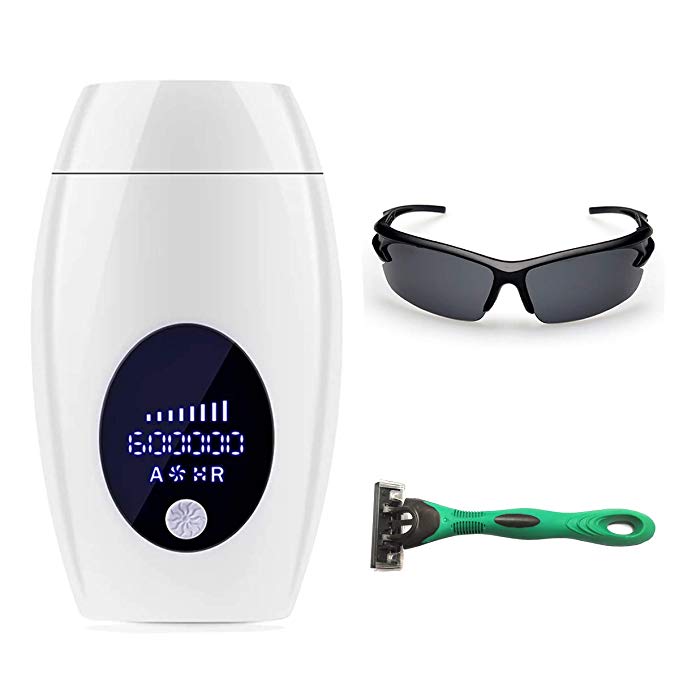IPL Permanent Hair Removal Device 600,000 Flashes and 8 Energy Levels Facial Whole Body At-Home Painless Hair Removal System for Women and Men