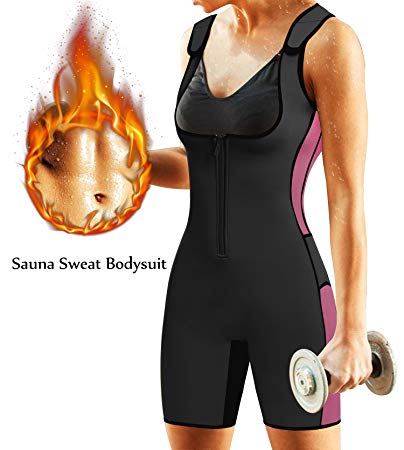 BRABIC Women’s Full Body Shapewear Sport Sweat Neoprene Suit,Waist Trainer Bodysuit Adjustable Straps Weight Loss