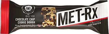 MET-Rx Big 100 Colossal Protein Bar, Chocolate Chip Cookie Dough, 100 g Bar (9 count), High Protein Bars to Support Energy Levels and Muscles, Great as A Meal Replacement, Gluten Free