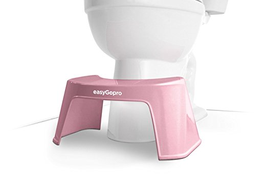 easyGopro 7.5" Compact & Discreet Ergonomic Toilet Stool for Better Bowel Movements - One Size Fits All - Pink