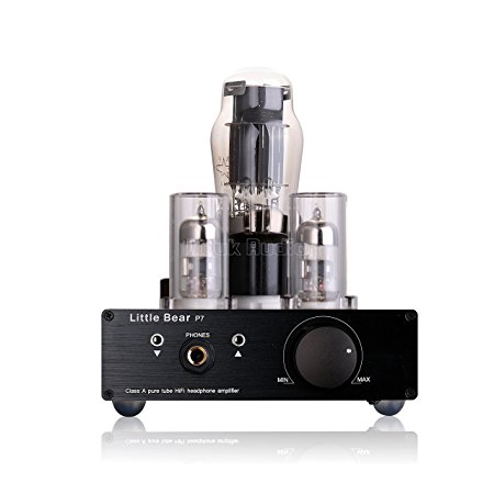 Nobsound Little Bear P7 Class A SRPP Pure Vacuum Tube Headphone Amplifier; Pure Tube Preamplifier Audio Preamp; Dual-Headset out, Black, SMPS (Switching Mode Power Supply)