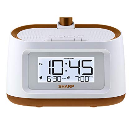 Sharp Projection Alarm Clock with Soothing Nature Sleep Sounds – Easy to Read Projection on Wall or Ceiling – 8 Sleep Sounds to Help Fall Asleep Faster