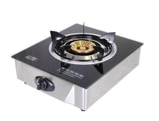 Alpha Portable Propane Gas Glass Top Stove Single Burner with Low Pressure Regulator For Tailgate Camping