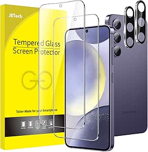 JETech Screen Protector for Samsung Galaxy S24  / S24 Plus 6.7-Inch with Camera Lens Protector, Tempered Glass Film, Fingerprint ID Compatible, HD Clear, 2-Pack Each