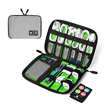 BAGSMART Slim Travel Cable Organizer Bag for Small Electronic Accessories, Gray