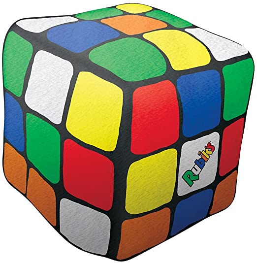 iscream Old School! Bubble Gum Scent Rubik's Cube Shaped 6" x 6" x 6" Microbead Mini Pillow