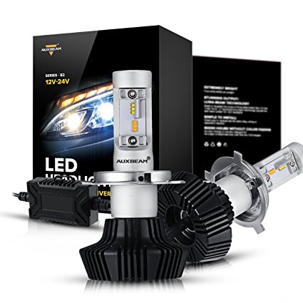 Auxbeam NF-B2 Series H4 LED Headlight Bulbs Bi-color LED Headlight Conversion Kit with 2 Pcs of LED Bulbs 50W 4000lm PHILIPS Chips Hi-Lo Beam - 1 Year Warranty