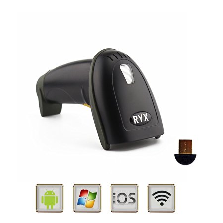 Barcode Scanner,Rongyuxuan Bar-code Reader Wireless Bluetooth (2.4GHz Wireless & USB2.0 Wired) 1D Directional Laser Supports Windows, Android, iOS