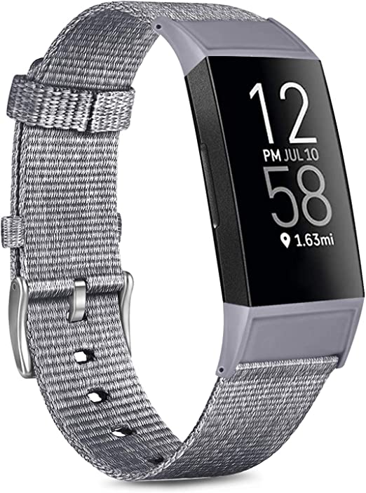 Vancle Woven Bands Compatible with Fitbit Charge 3 Bands and Fitbit Charge 4 Bands, Soft Woven Fabric Replacement Accessory Strap for Charge 4 Charge 3 Charge 3 SE Fitness Activity Tracker Men Women