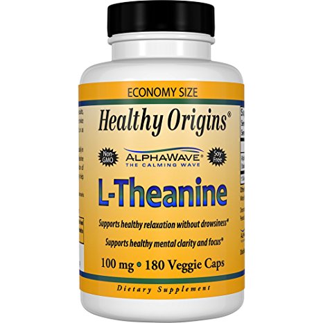 Healthy Origins L-Theanine (AlphaWave) 100 mg , 180 Veggie Caps