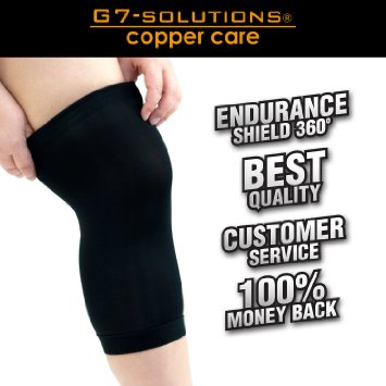 Knee Brace Highest Copper Infused Knee Sleeve Copper Fit Care Compression - Knee Support - Wear Comfort - Relief for Knee Pain Arthritis Tendonitis - Single Sleeve By Get 7 Solutions