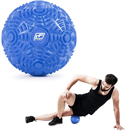 RitFit Deep Tissue Massage Ball Roller - 4.7-Inch Mobility Balls for Exercise and Recovery - Max Muscle Ball for Trigger Point and Myofascial Release, Include Free Carry Bag (Blue)