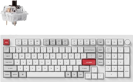 Keychron Q5 Pro QMK/VIA Wireless Custom Mechanical Keyboard, Full Aluminum 96% Layout with Programmable Knob, Double-Gasket Design with Hot-swappable K Pro Brown Switch for Mac Windows Linux - White