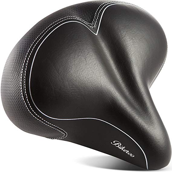 Oversized Comfort Bike Seat - Most Comfortable Replacement Bicycle Saddle - Universal Fit for Exercise Bike and Outdoor Bikes - Suspension Wide Soft Padded Bike Saddle