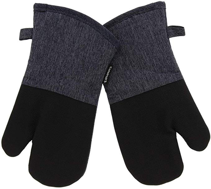 Cuisinart Neoprene Oven Mitts, 2pk -Heat Resistant Oven Gloves to Protect Hands and Surfaces with Non-Slip Grip and Hanging Loop-Ideal Set for Handling Hot Cookware, Bakeware- Charcoal