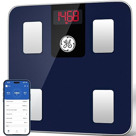 GE Scales Digital Weight Bathroom: Smart Scale for Body Fat Bluetooth Body Composition Monitor Accurate Weighing Machine Health Analyzer for People with Smartphone App, 400 lbs