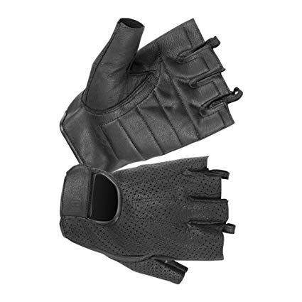 Hugger Men's Weatherlite Fingerless Motorcycle, Driving, Weightlifting Glove with Gel Padded Palm