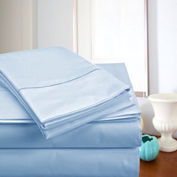 Top Sellers - MEGA SALE TODAY! #1 Rated Luxury Sheets On Amazon-Highest Quality! Luxury 800 Thread count 100% Egyptian Cotton Ultra Soft Super Combed Yarns 4 Piece Sheet Set,Queen - Blue