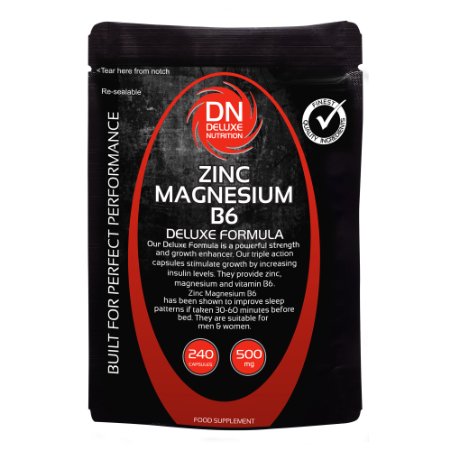 Zinc Magnesium B6 240 Capsules 500mg | Deluxe Formula | Upto 3 months supply