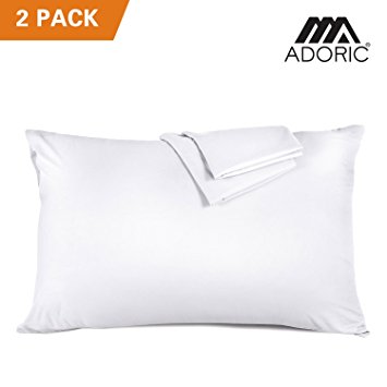 Pillow Cases, Adoric White Pillowcases 2 Pack Queen Size 50 X 75 CM Silky-soft Brushed Microfiber, Anti-static Dust Mite Resistant