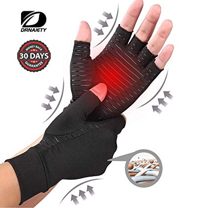 DRNAIETY Copper Compression Arthritis Gloves Content Alleviate Rheumatoid Pains Ease Muscle Tension Relieve Carpal Tunnel Aches for All Lifestyles(1 Pair) (L)