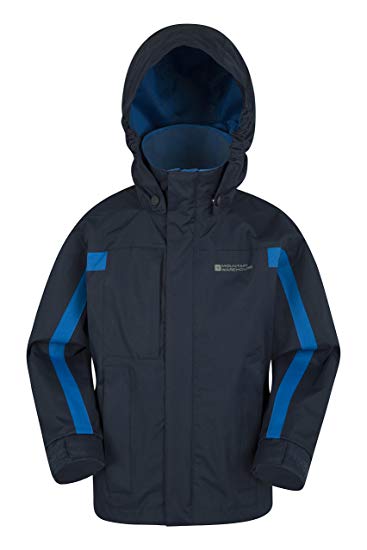 Mountain Warehouse Samson Kids Waterproof Jacket - Taped Seams Rain Jacket, Adjustable Cuffs, Hem & Hood Girls Jacket, Mesh Lined -Ideal Triclimate Coat for Cold Weather