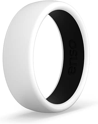 Enso Rings Dual Tone Silicone Wedding Ring – Two Tone Hypoallergenic Wedding Band – Comfortable Band for Active Lifestyle - Medical Grade Silicone – 1.75mm Thick Unisex Band