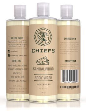 Sandalwood Mens Body Wash - The best moisturizing natural body wash for men - A shower gel 100 made in the USA Lathers amazing with a long lasting scent 1 Bottle