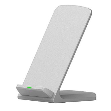 Wireless Charger, Leopard Qi 3 Coils Wireless Charging Stand with LED Indicator Light for Samsung Galaxy S6 / S6 Edge / S6 Edge Plus / S7 / S7 Edge / Note 5and All Qi-Enabled Devices (Silver)
