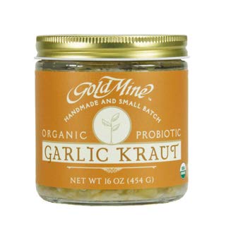 Gold Mine Organic Raw Un-Pasteurized Garlic Kraut - Macrobiotic, Vegan, Kosher and Gluten-Free - 16 oz