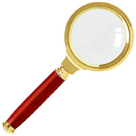 Neon 5X 60MM Handheld Magnifier with Wooden Handle and Glass Lens Loupe for Reading Repairing Jewelry Inspection