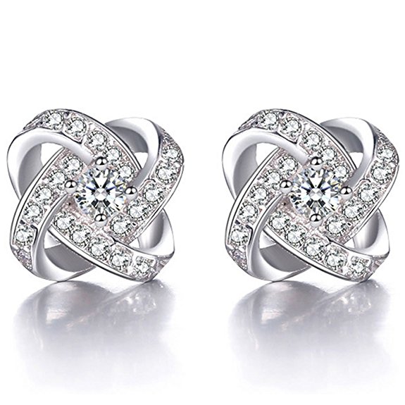 Joyfulshine Women Earrings Studs 925 Sterling Silver Cubic Zirconia Eternal Love Earrings