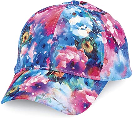 PGI Traders Watercolor Floral Print Baseball Cap Hat with Adjustable Strap