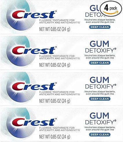 Crest Gum Detoxify Toothpaste, Deep Clean, Travel Size, 0.85 oz (24g)- Pack of 4