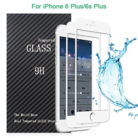 iPhone 6 Plus/6s Plus Screen Protector,Airsspu Tempered Glass 3D Touch Compatible,9H Hardness,Bubble Free (2Pack White)