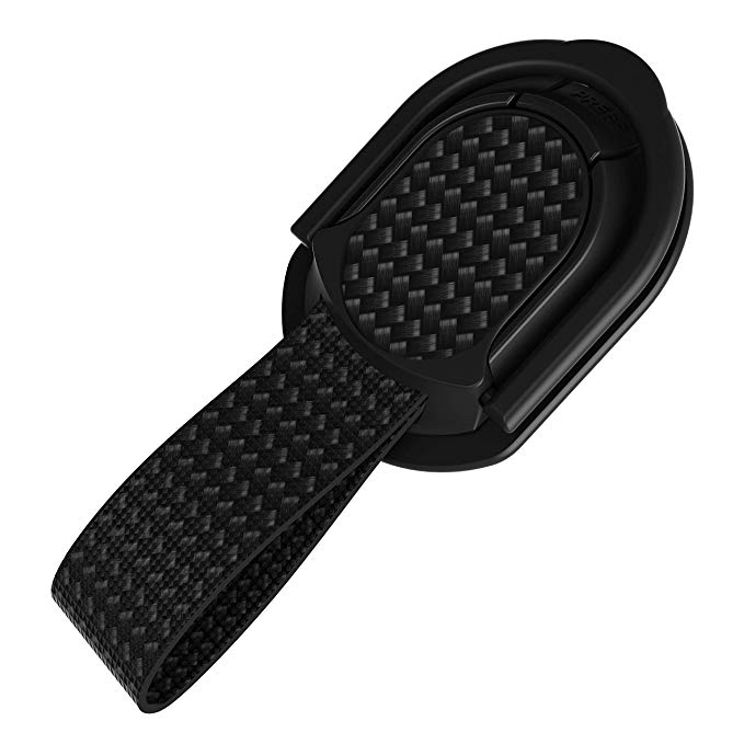 Ghostek Universal Magnetic Finger Holder Strap Grip Metallic Ring Kickstand | Compatible with iPhone X/Xs, Samsung s10 s10 Plus, S9, S8, HTC, LG, Google, Alcatel, OnePlus, Sony| Black Carbon
