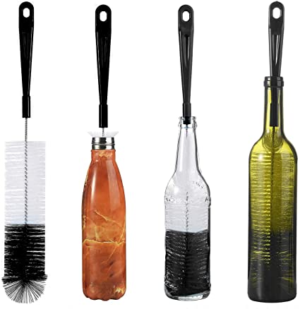 ALINK 16in Extra Long Black Bottle Cleaning Brush Cleaner for Washing Narrow Neck Beer, Wine, Kombucha, Thermos, Nalgene, Carafe, Yeti, S' Well, Brewing Bottles, Hummingbird Feeder