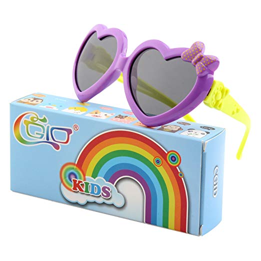 CGID Soft Rubber Kids Cute Heart Polarized Sunglasses UV400 for Children,K78