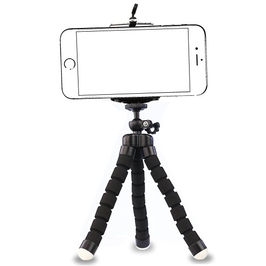 iPhone Tripod,by Ailun,Tripod Mount/Stand,Phone Holder,Small&Light,Universal for iPhone 7/7 Plus,6/6s,6/6s Plus,SE/5s/5/5c,Samsung Galaxy S7/S7 Edge,S6/S6Edge,Note 7/5/4/3 More Camera&Cellphone[Black]