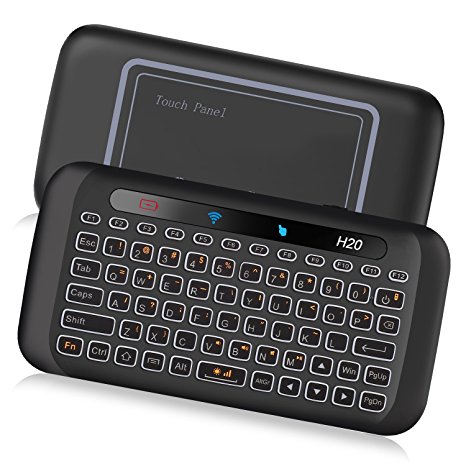 Ilebygo 2.4Ghz Mini Wireless Keyboard with Touchpad Mouse Combo,7 Color Adjust Auto-rotation of Touch Panel handheld Remote Control,Li-ion Battery Air Remote Mouse for PC,Android Tv Box,HTPC.IPTV,PC,
