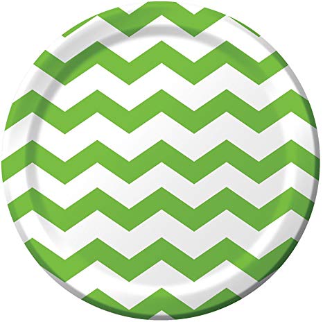 Creative Converting Celebrations 96 Count Chevron Paper Dinner Plates, 8.75", Fresh Lime