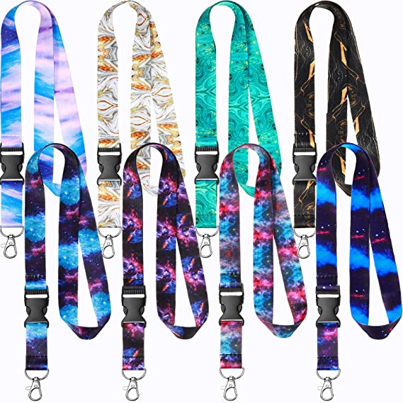 8 Pieces Key Lanyard ID Lanyards Neck Strap Key Chain Holder for Women Men (Starry Style)